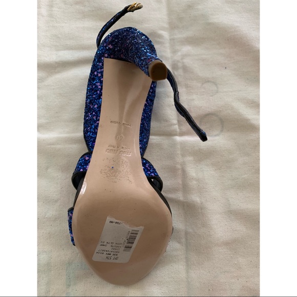 Sparkly Strappy NWT Glitter Miu Miu Heels Sz 40 - Picture 3 of 3